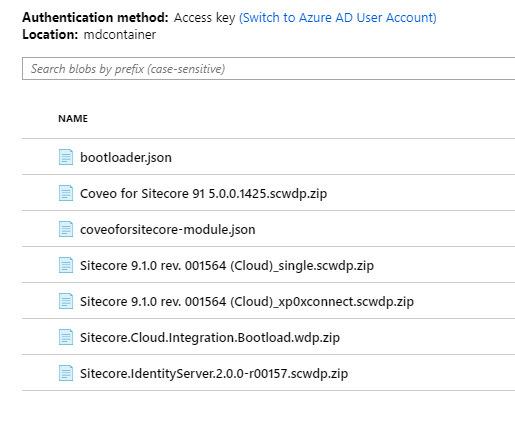 Screenshot of Azure portal showing the seven required resources | Coveo
