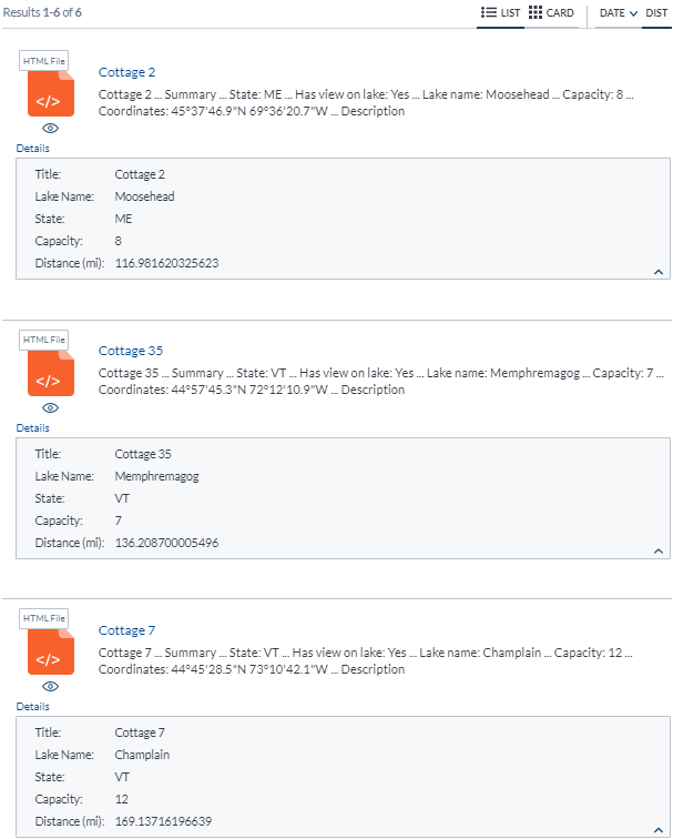 Distance Resources Sample Results | Coveo for Sitecore 5