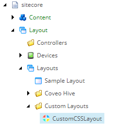 Screenshot of the layout item renamed in the Sitecore content tree | Coveo