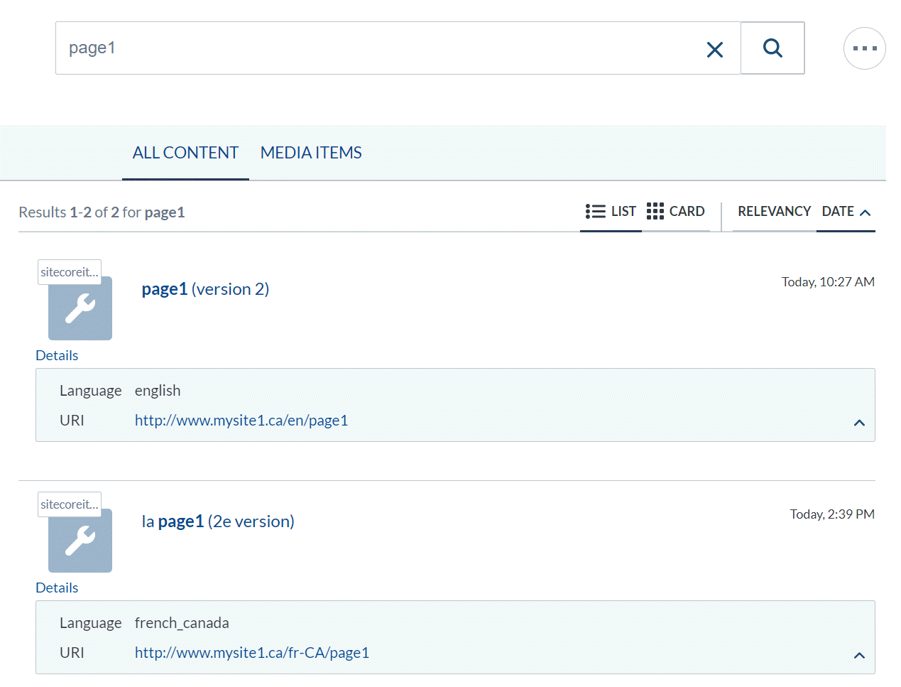 Sitecore instance filter sample results | Coveo for Sitecore 5