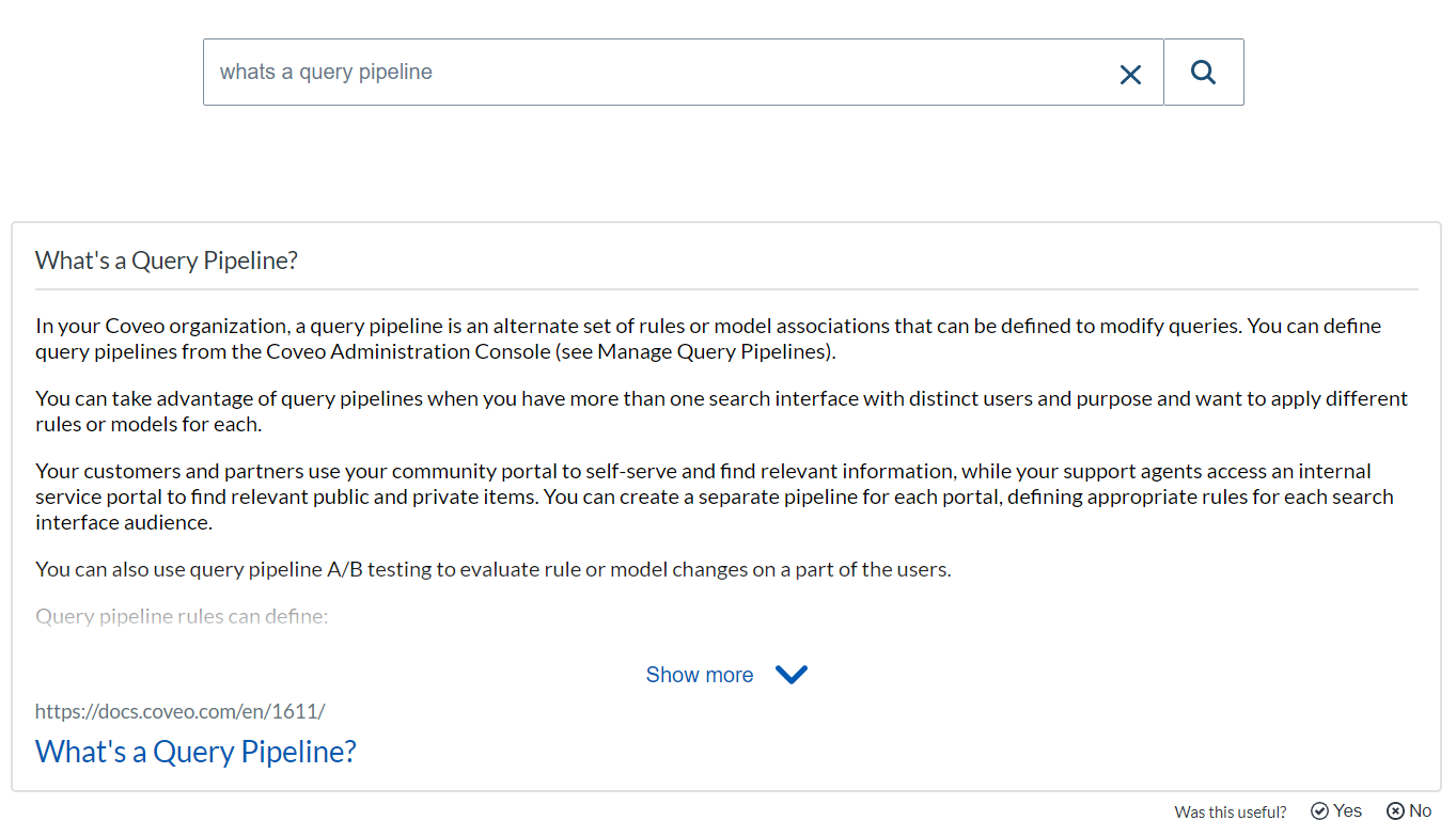 Smart snippet example | Coveo for Sitecore 5