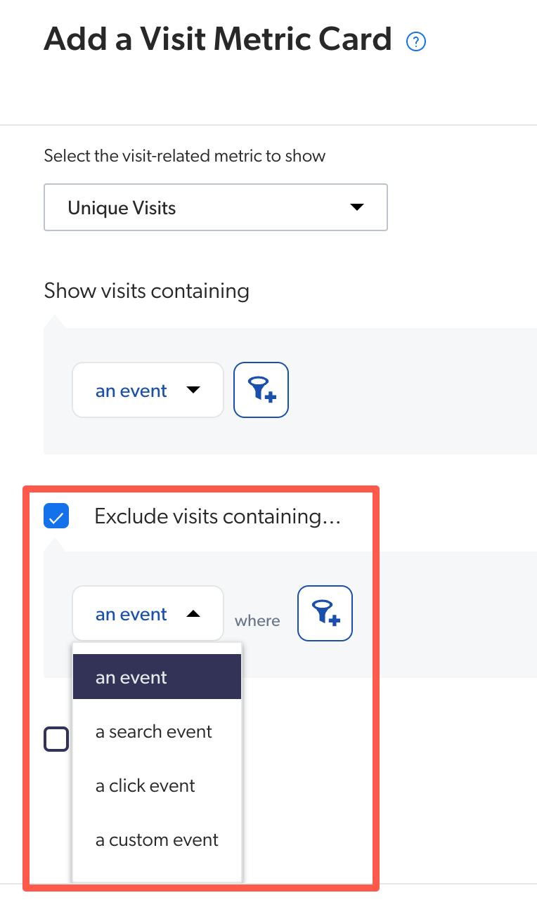 visit card exclude visits