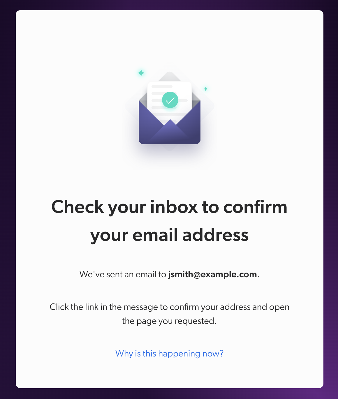 Coveo email verification screen
