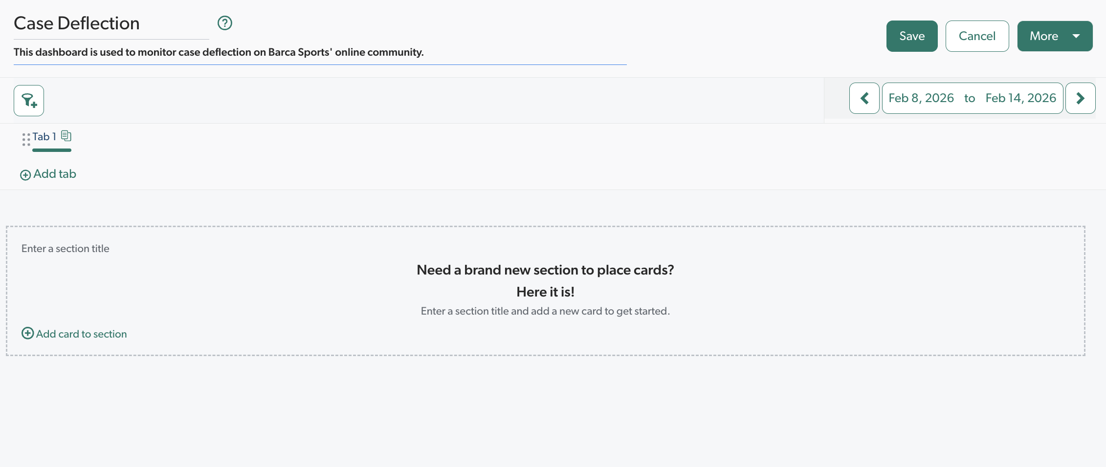 Custom dashboard showing case deflection title | Coveo