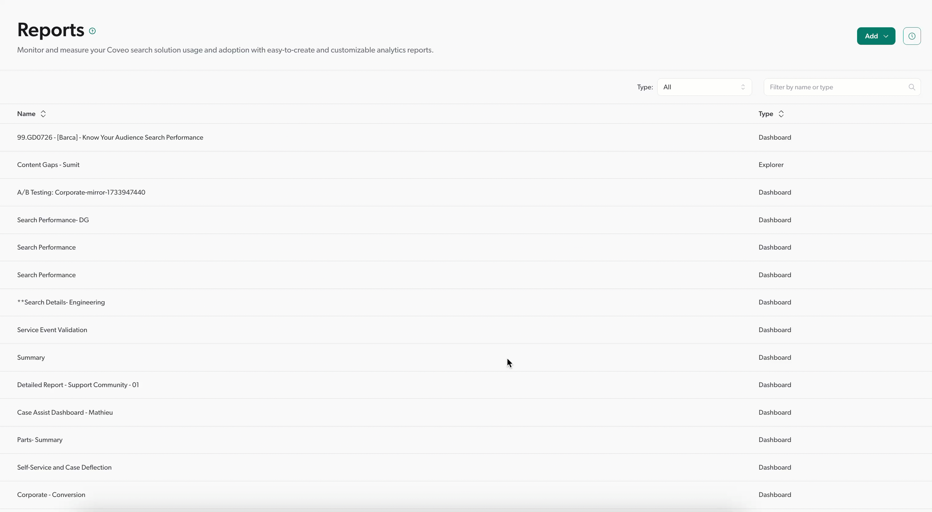 Edit report mode interface in a dashboard | Coveo