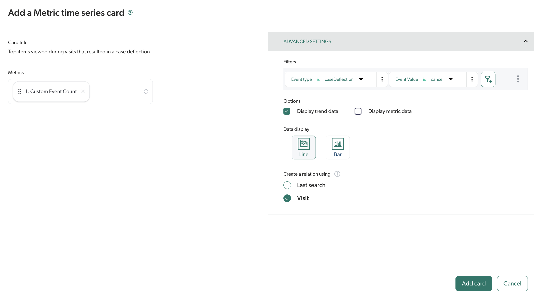 Add a Metric Time Series Card panel | Coveo