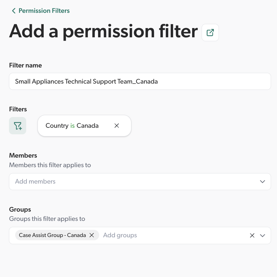 Permission filter example | Coveo