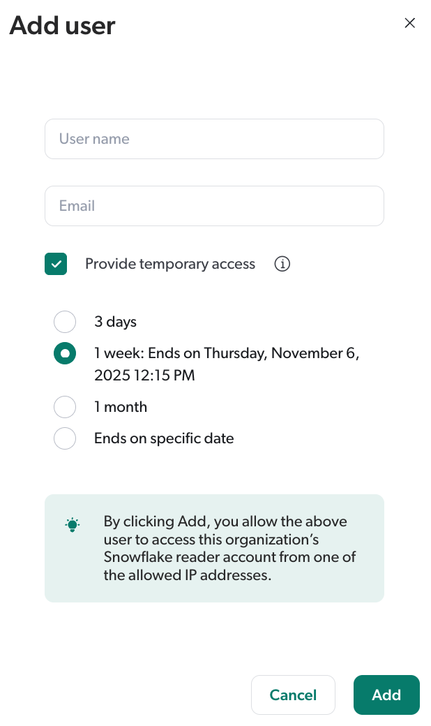 Coveo Platform | Add User panel for reader account