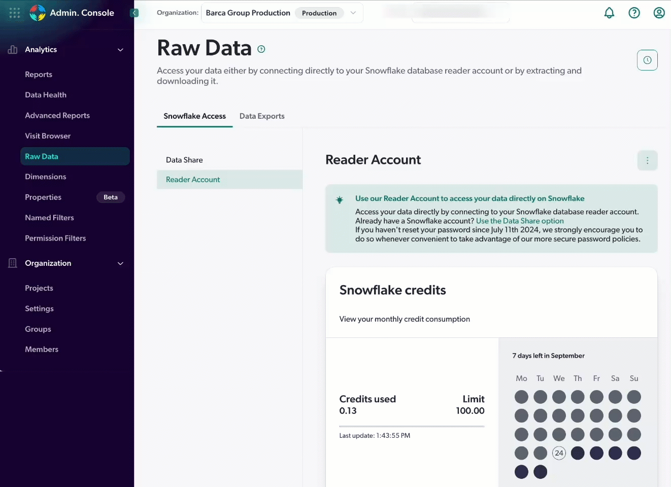 Reader account tab | Coveo platform