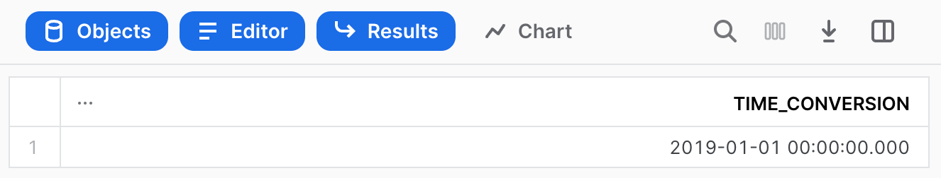 Snowflake SQL results showing truncated date in query result table