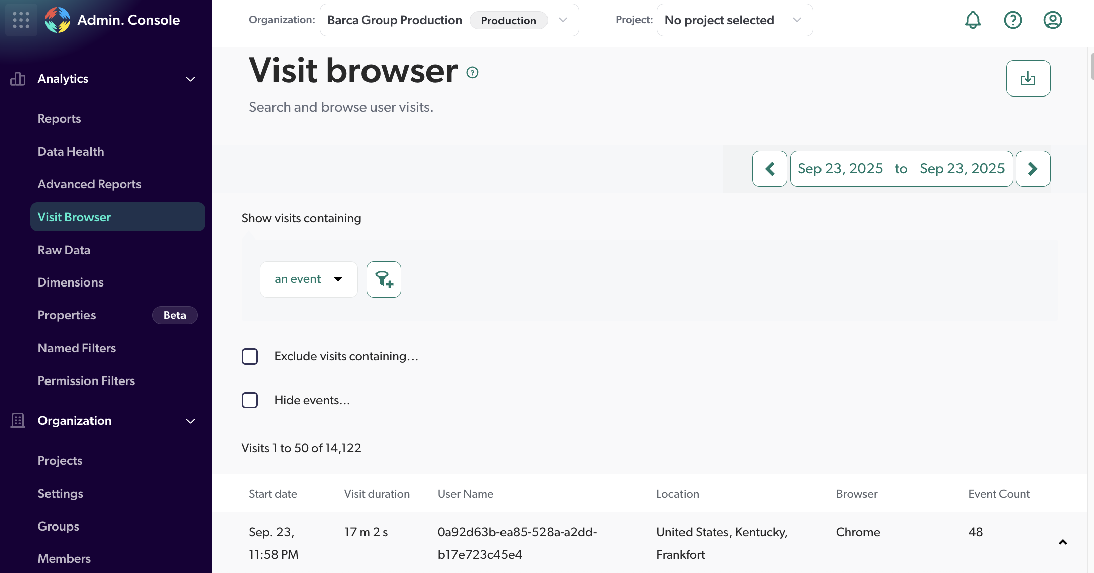 Visit Browser page | Coveo Platform