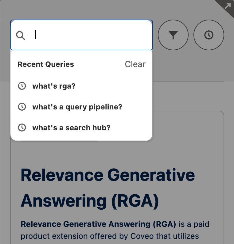 Recent Queries feature showing a list of recent queries | Hosted Insight Panel