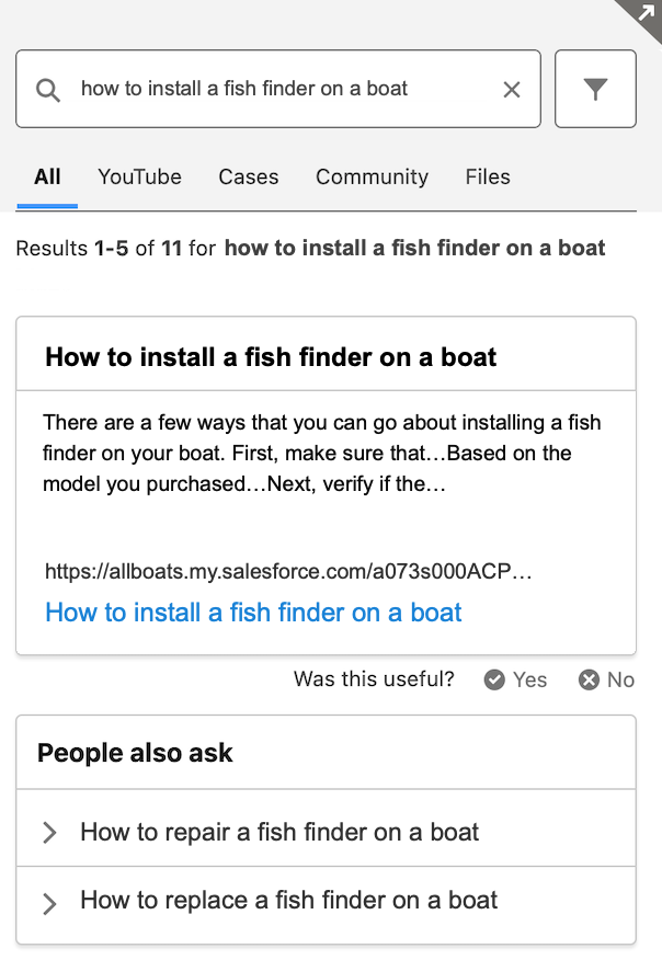 Coveo Hosted Insight Panel displaying a snippet