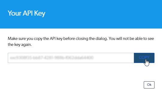 Copying the access API key | Coveo