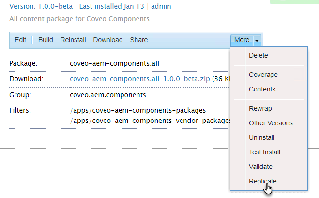 Replicating the Coveo package in the Package Manager
