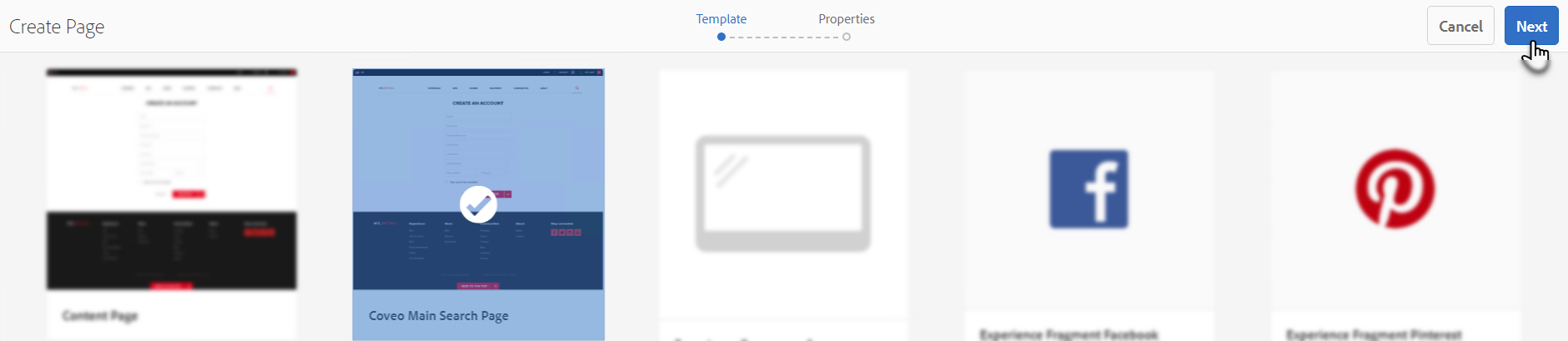 Creating a page using the template