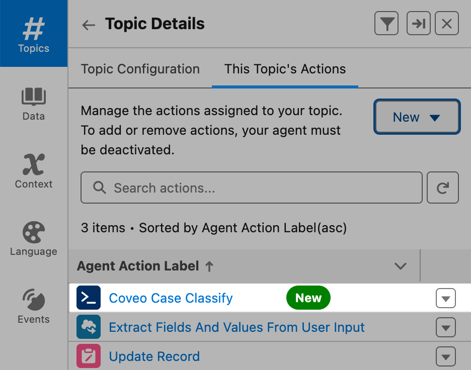 Case Classification prompt template action | Coveo for Agentforce