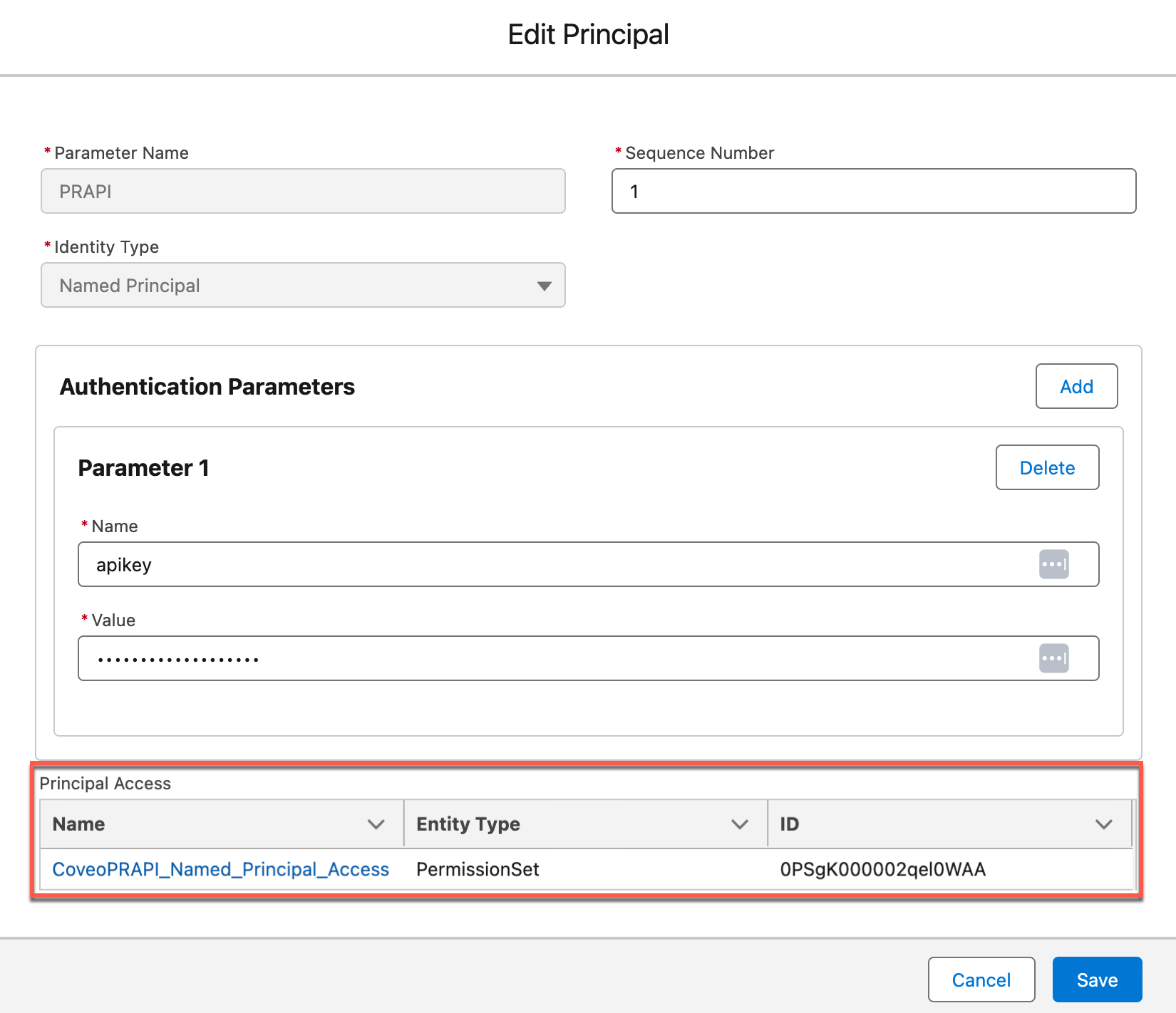 Edit principal panel | Coveo for Agentforce
