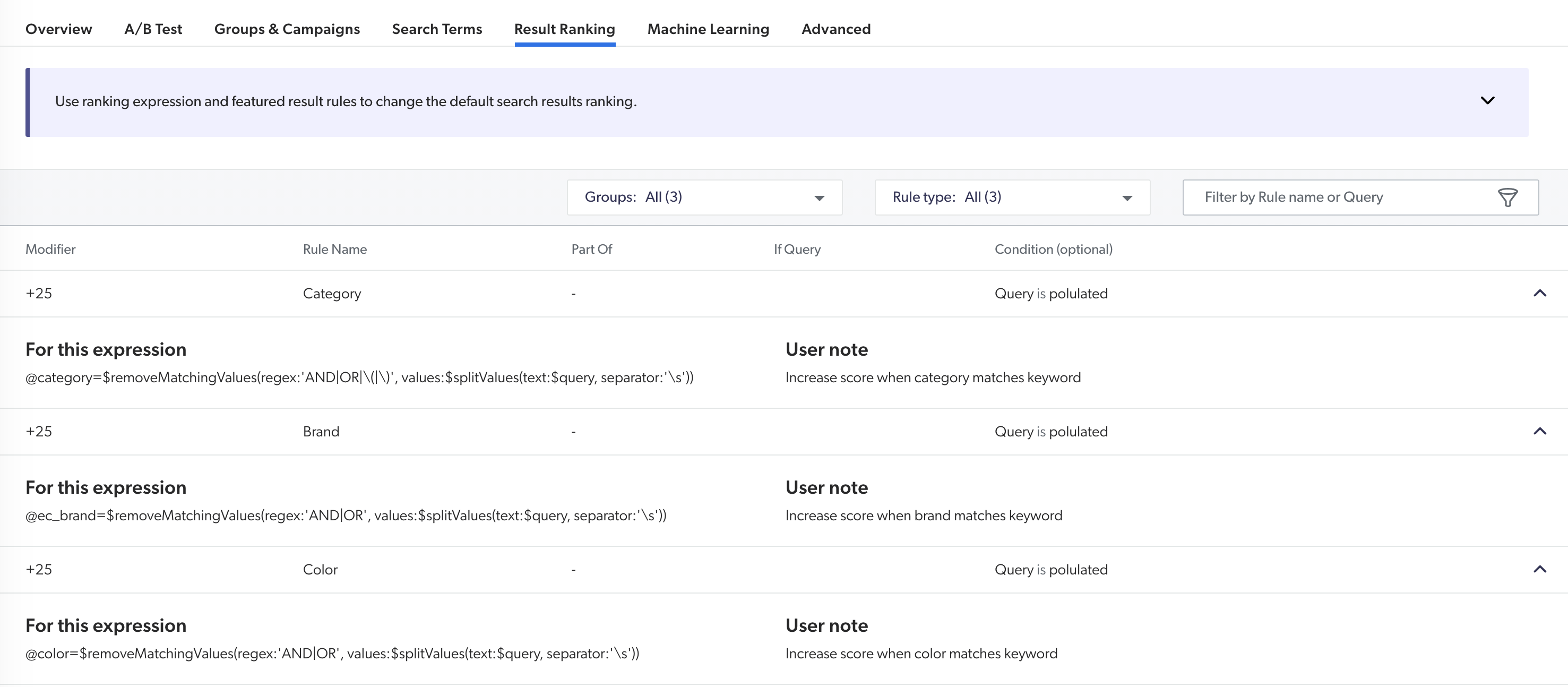 commerce ranking expressions