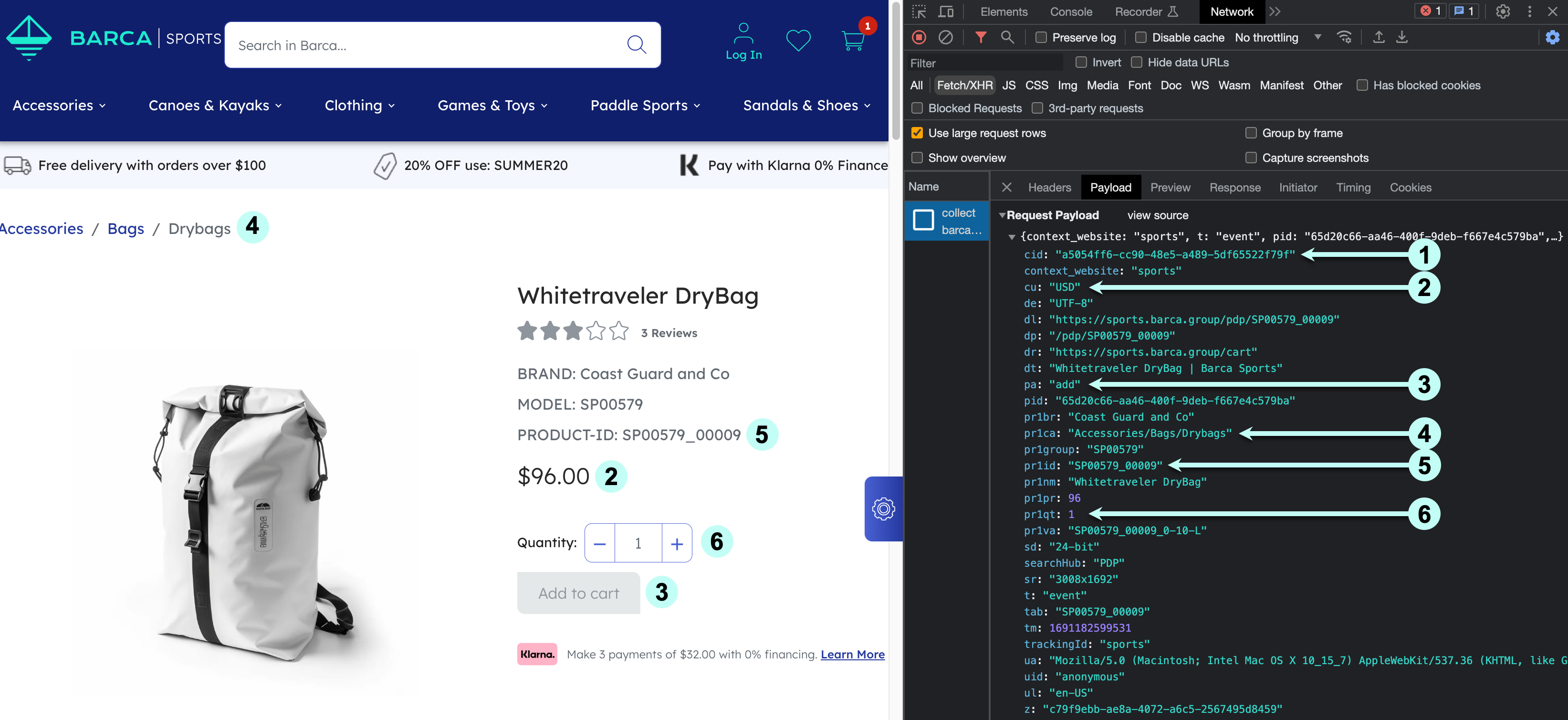 Barca cart view network browser | Coveo for Commerce