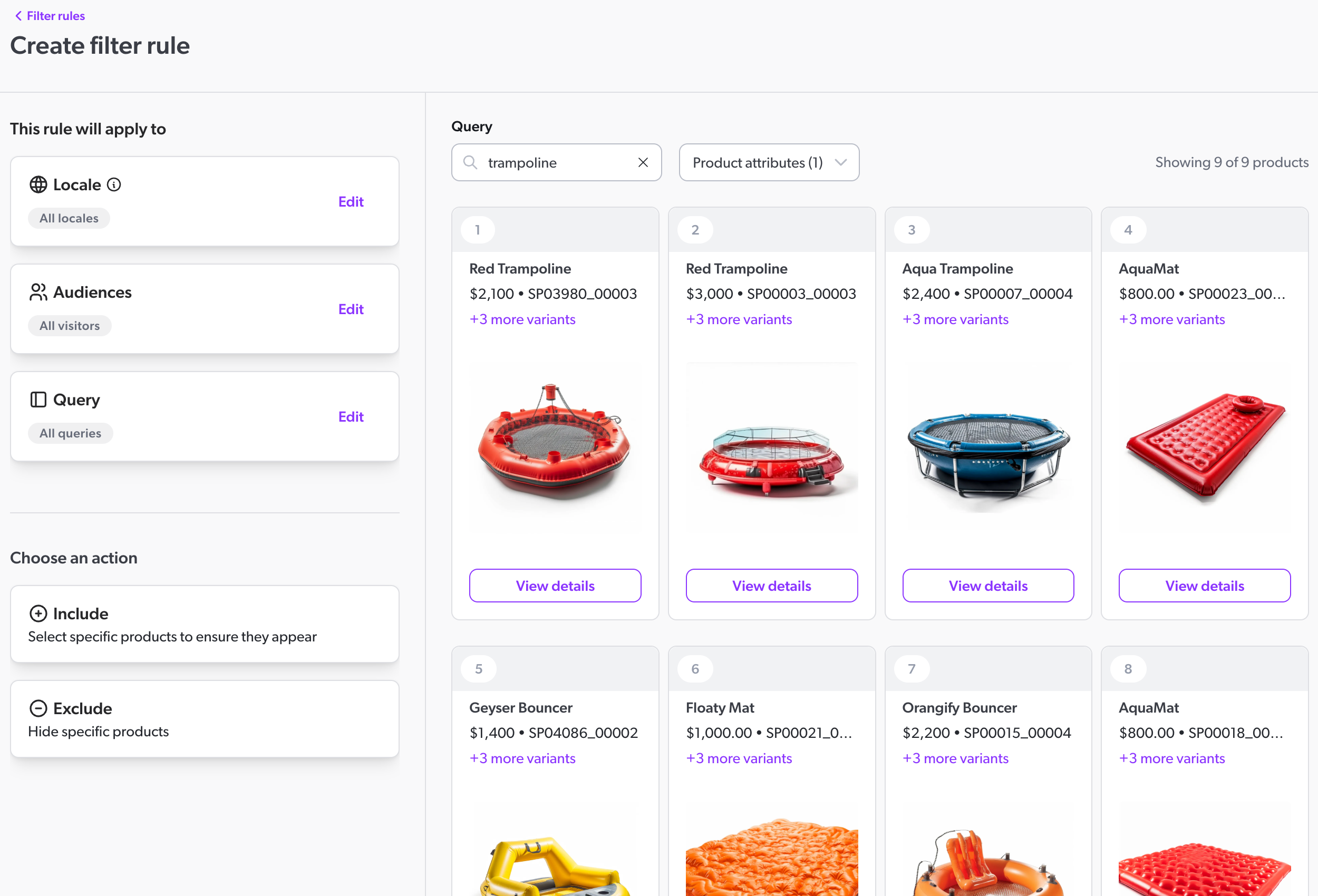 Filter rules for search | Coveo