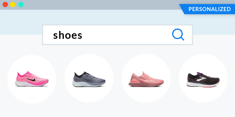 Personalized shoe search results example