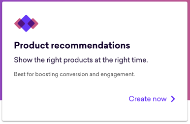 Product recommendations create now card