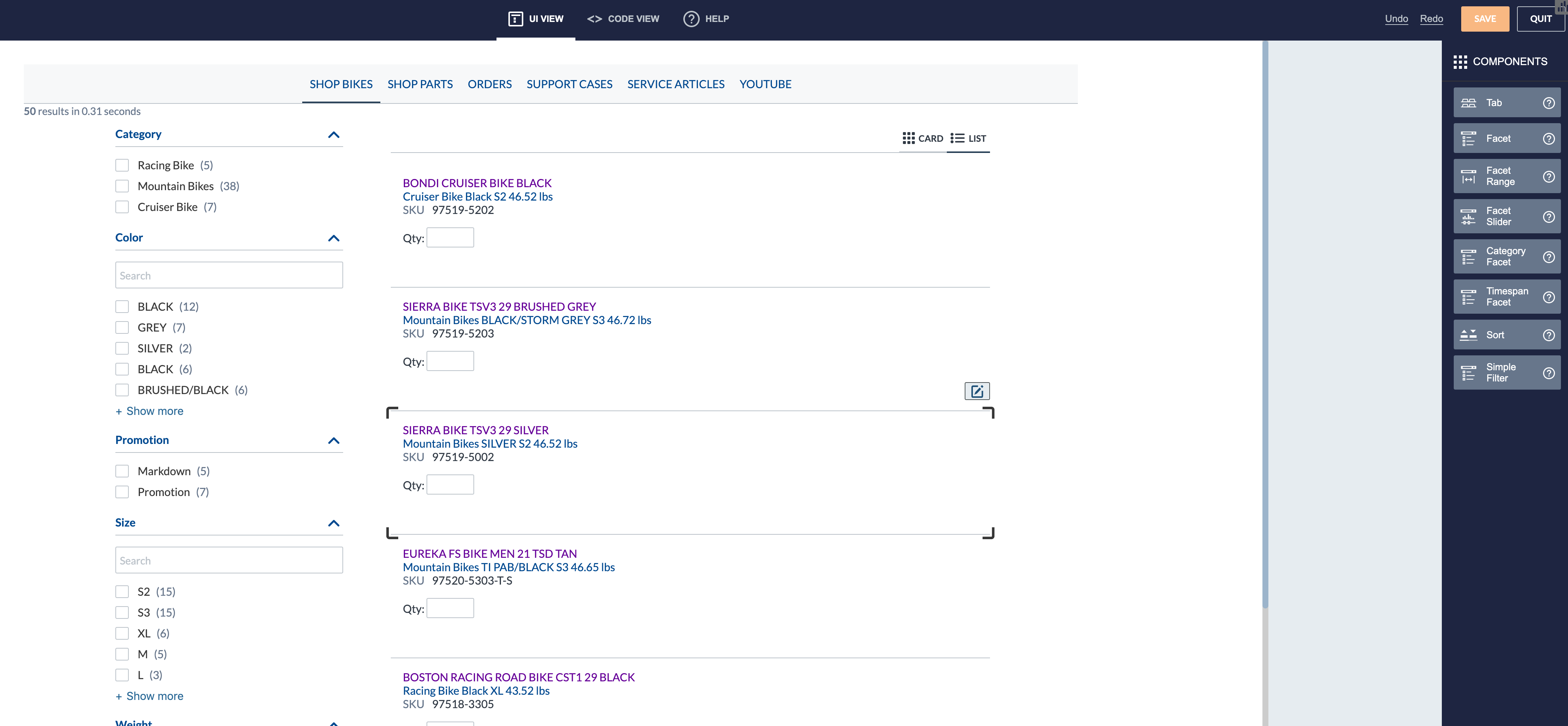 Example of B2B Commerce search page - Coveo for Salesforce