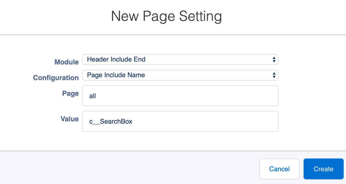 New Page Setting configuration screen in Salesforce