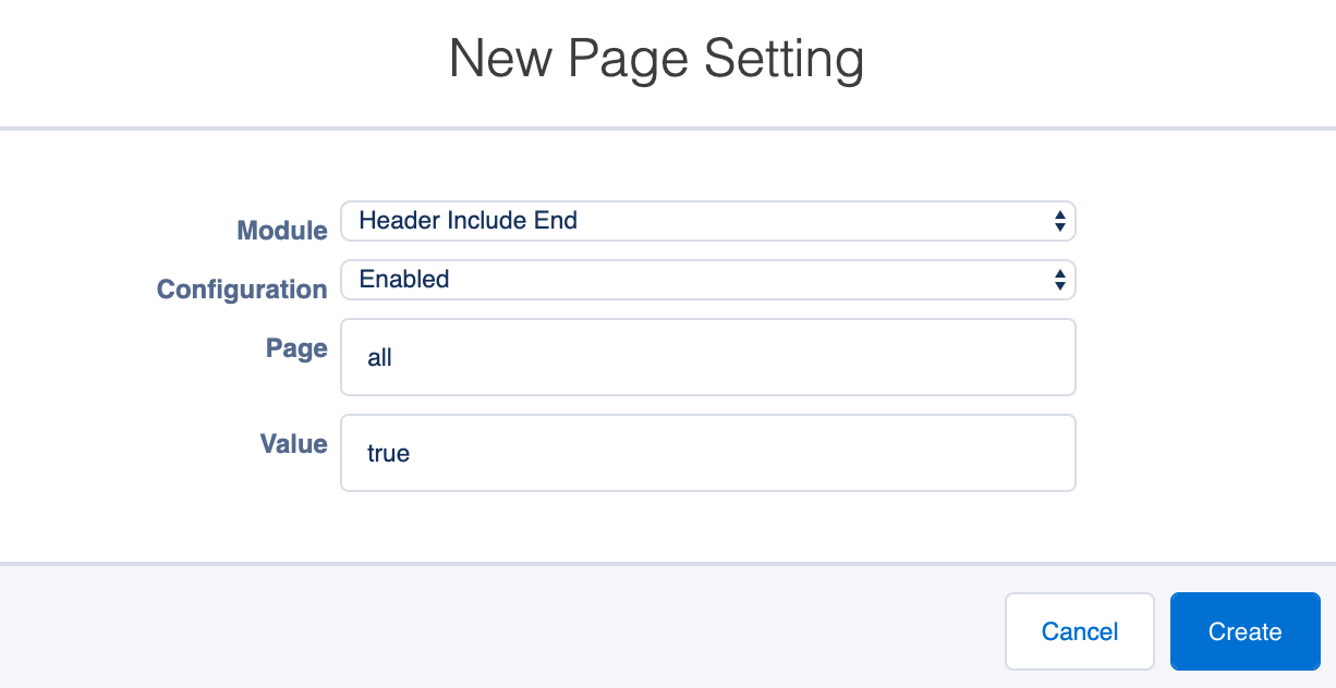 New Page Setting configuration screen in Salesforce