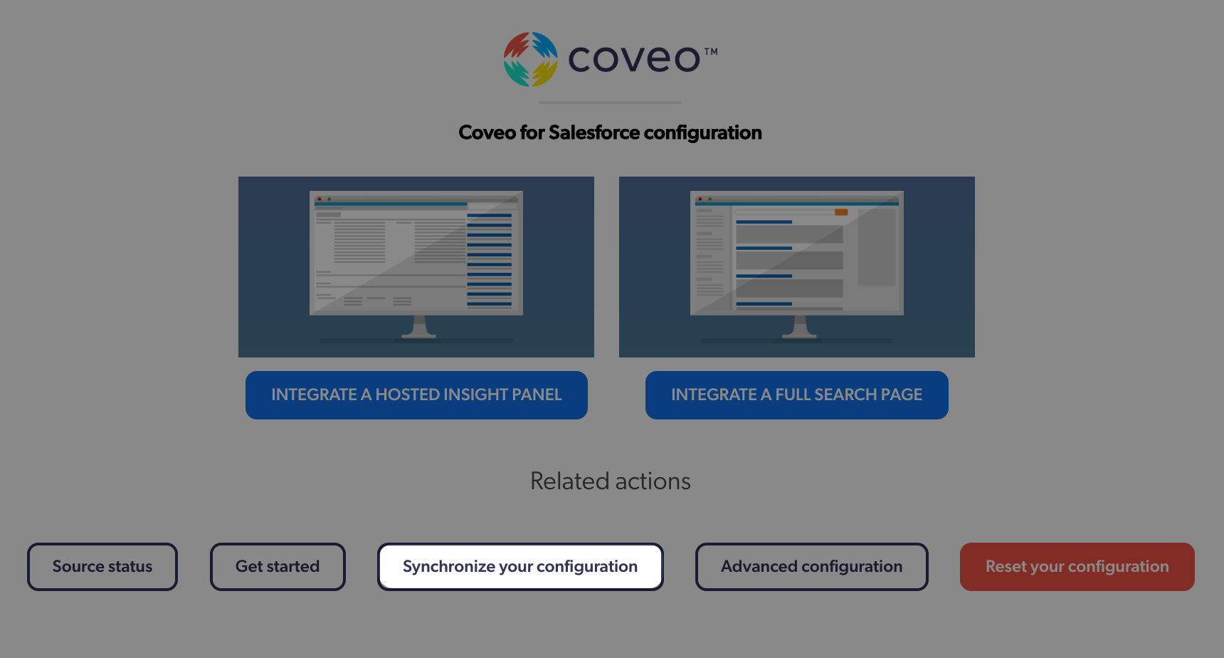 Synchronize your configuration button | Coveo for Salesforce