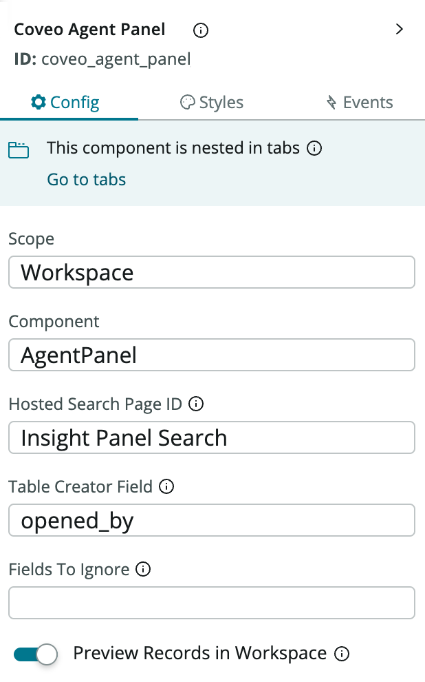 Workspace Tree Coveo Component