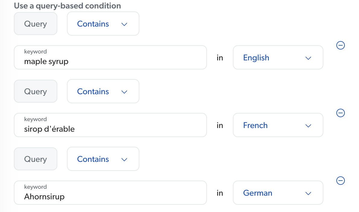 If query contains "maple syrup" in English