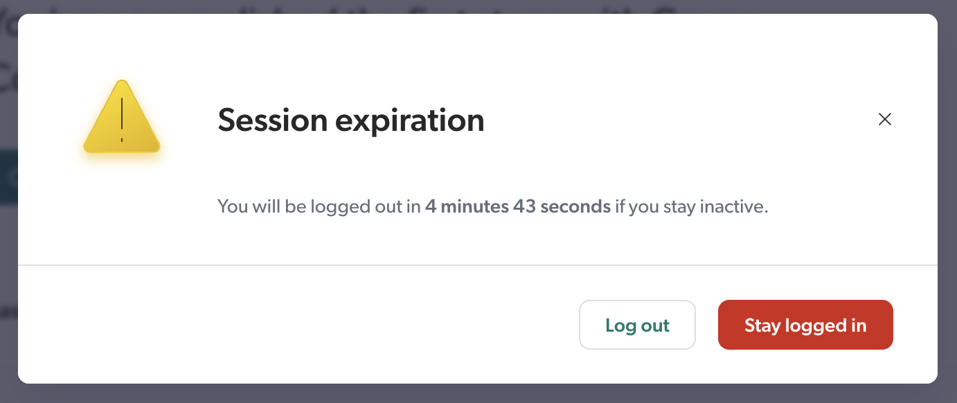 Session expiration dialog | Coveo Platform