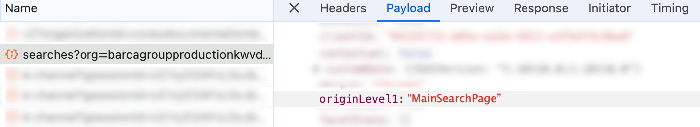 UA call in the developer tools | Coveo