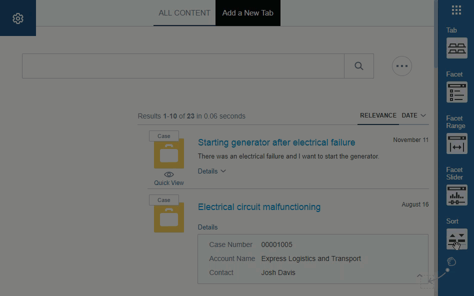 Adding facets to a search page using the the Interface Editor | Coveo