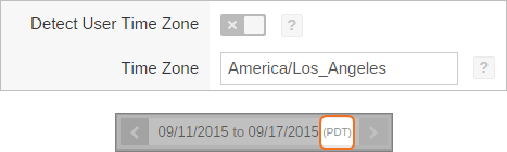 Coveo Platform settings page with Detect User Time Zone displaying America/Los_Angeles