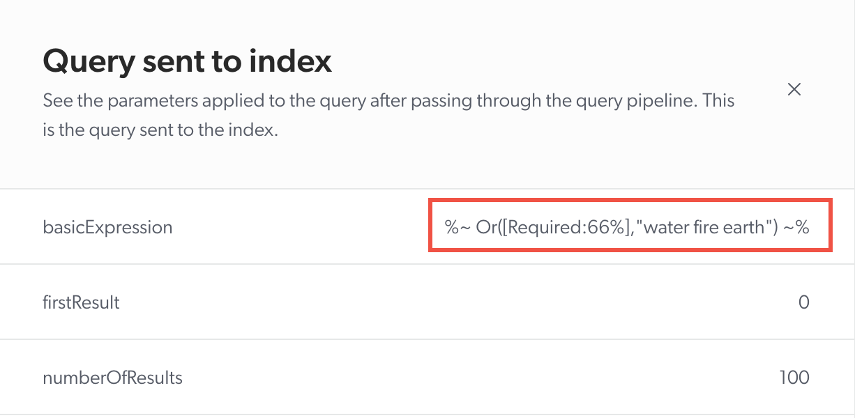 Result set in Relevance Inspector with replace rule|short queryexpression | Coveo Platform