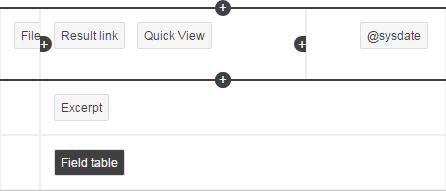 Interface Editor Result Template panel displaying QuickView flyout and sysdate field in Coveo for Salesforce