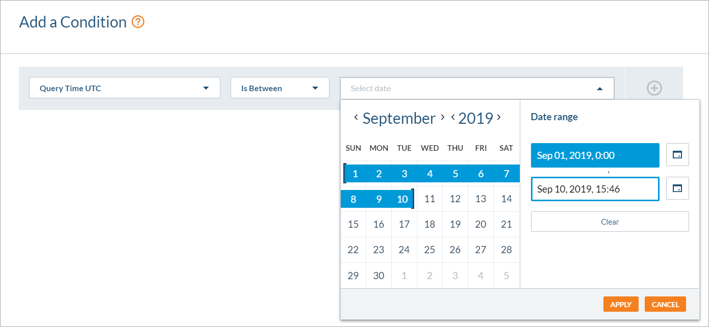 Selecting a condition date range