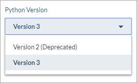 Python version dropdown menu