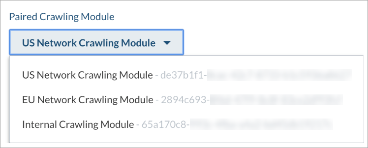 Paired Crawling Module DropDown Menu