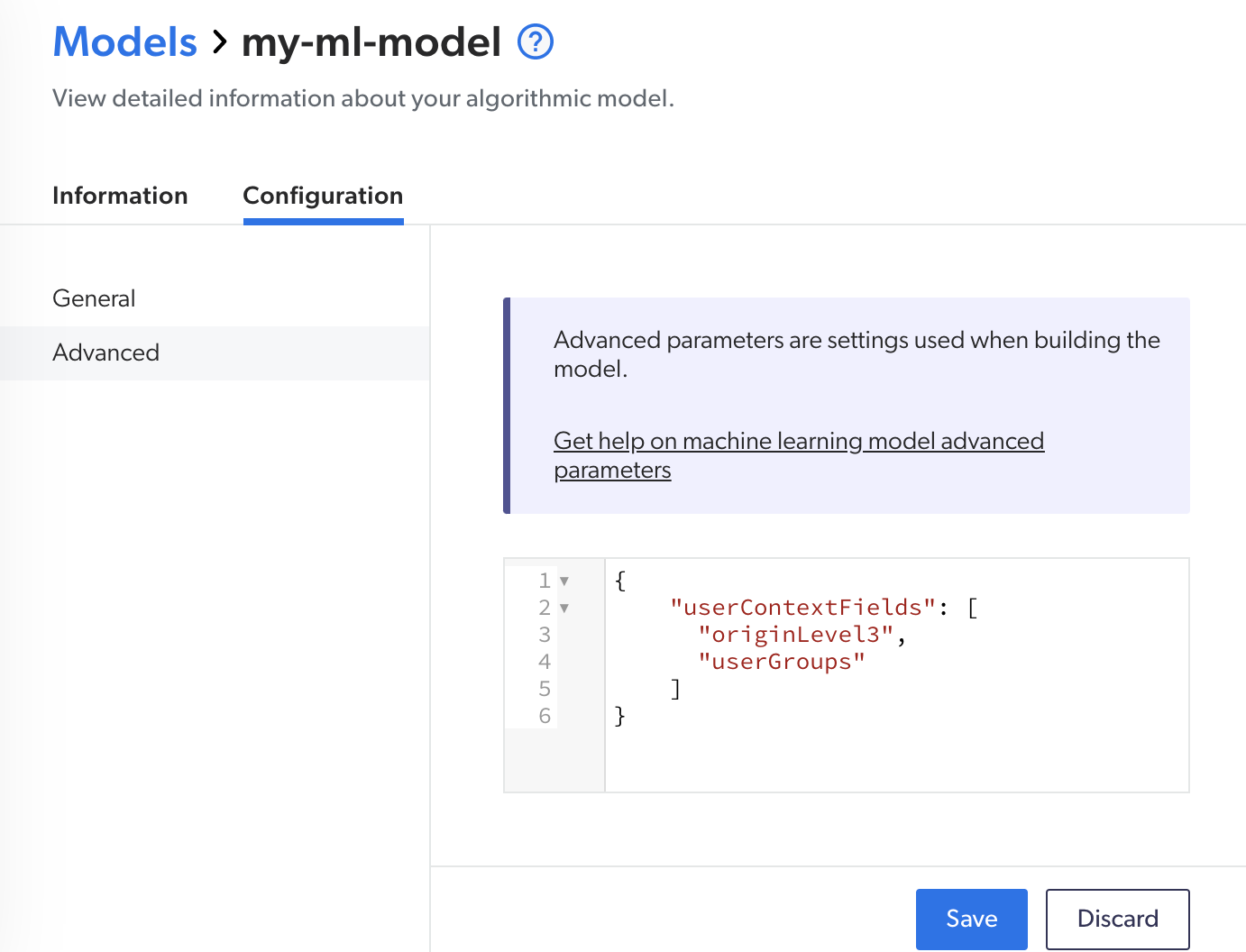 Model Advanced Configuration