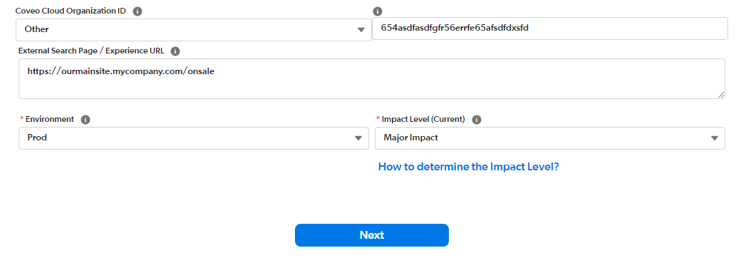Coveo Connect support case description page bottom