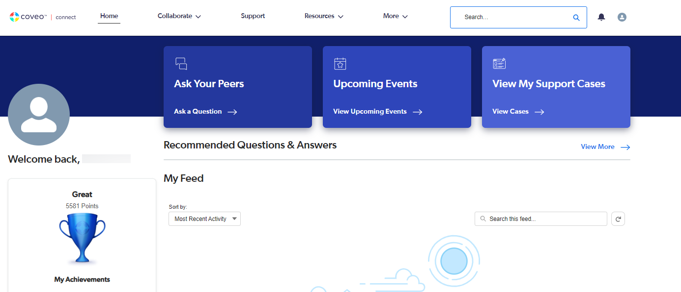 Home tab | Coveo Connect