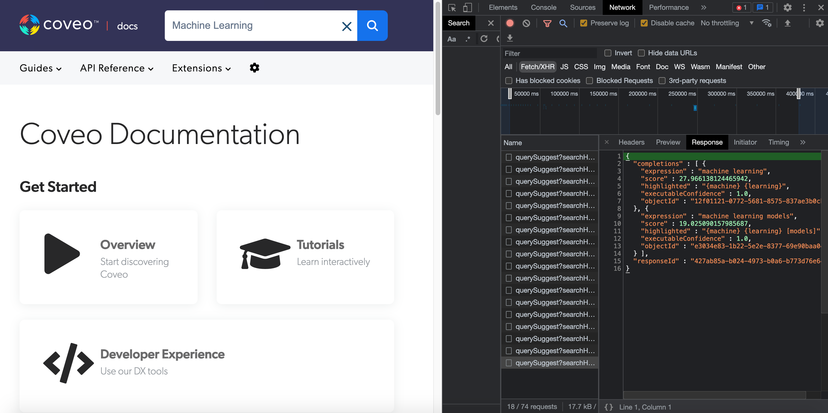 View query suggestions in event response | Coveo