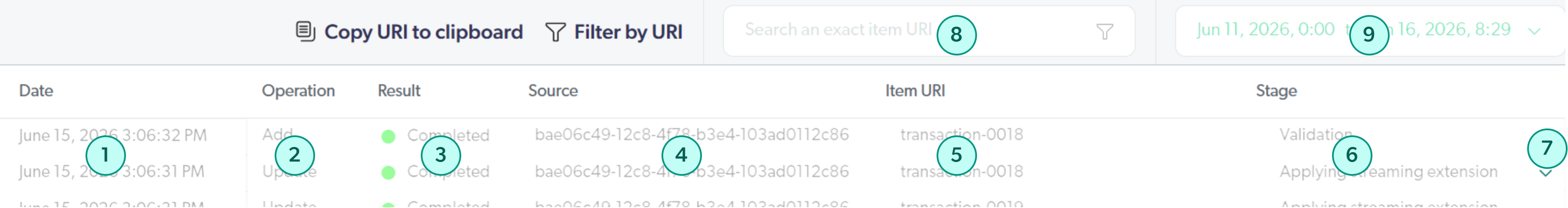 Log Browser page showing data collection ingestion logs | Coveo Administration Console