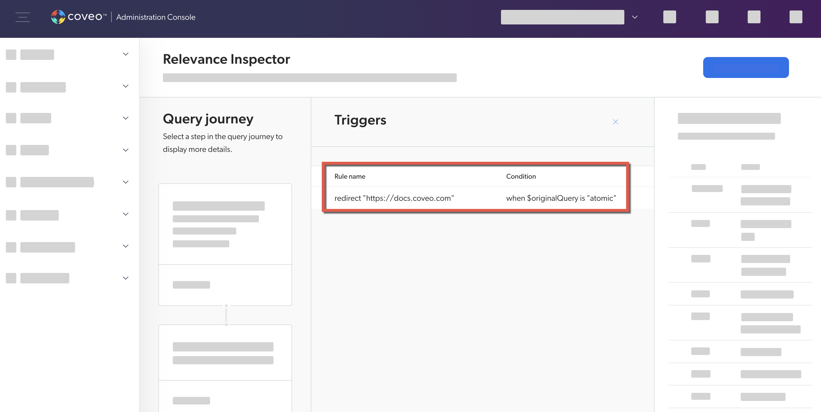 Redirect trigger rule in Relevance Inspector | Coveo