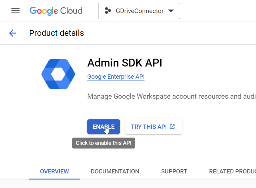 Enable Admin SDK API | Coveo