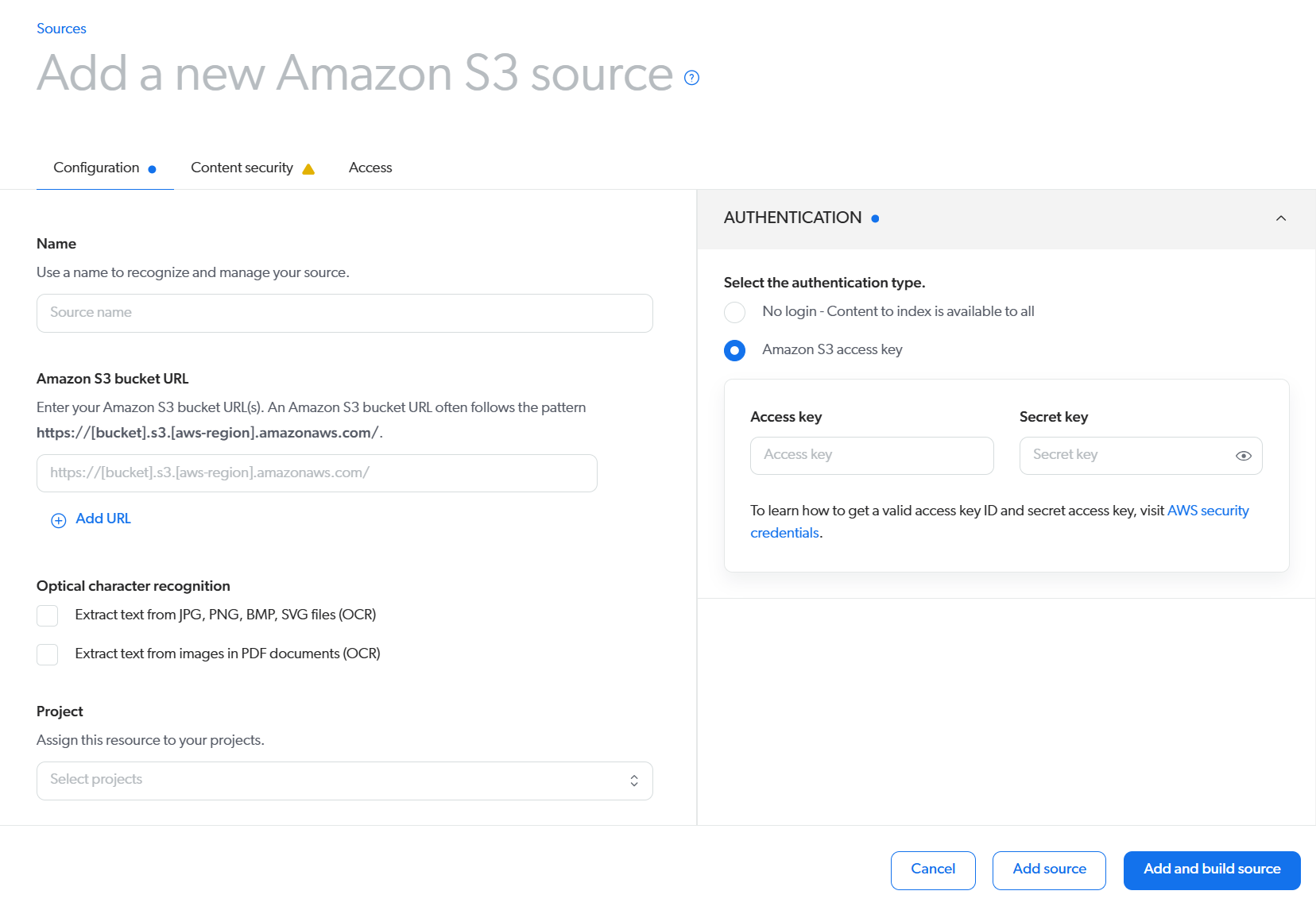 What's New - Amazon S3 source UI update